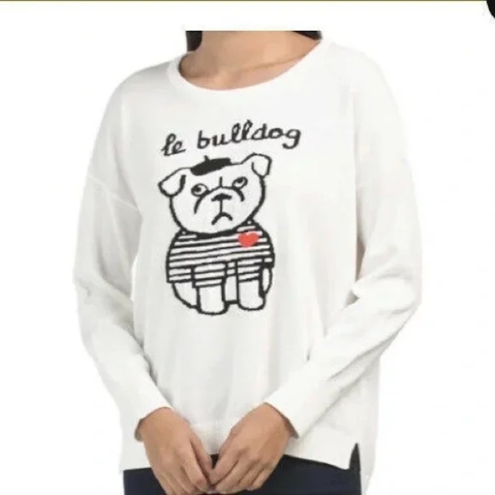 French Connection Le Bulldog Cream Crewneck Sweater

Size: Medium

Worn once.